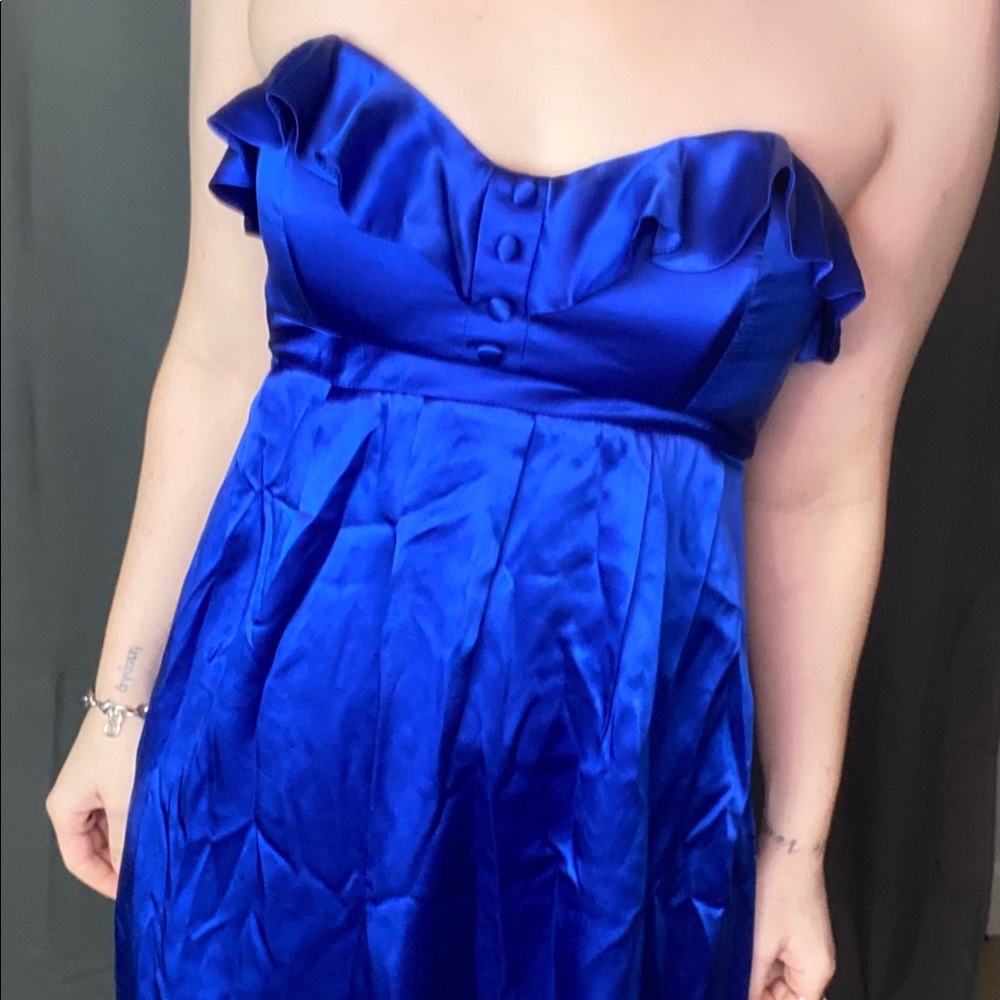 Betsey Johnson Vintage Blue Satin Strapless Dress